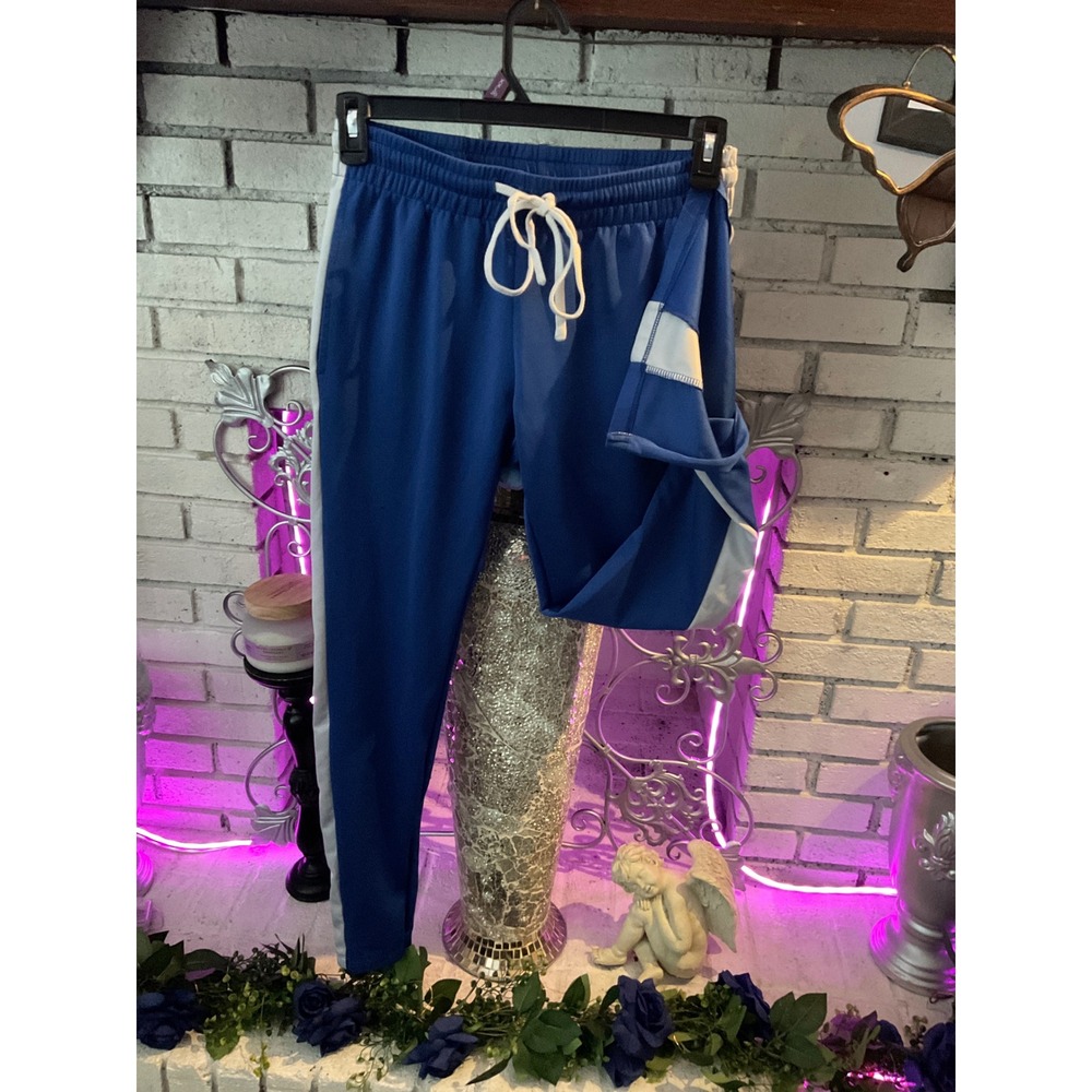 Royal Blue Royalties Track Pants White Side Stripe Joggers Mens Small